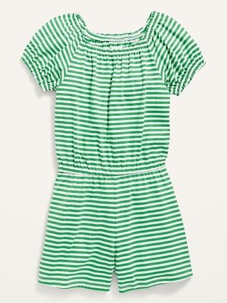 Printed Puff-Sleeve Jersey Romper for Girls | Old Navy (US)