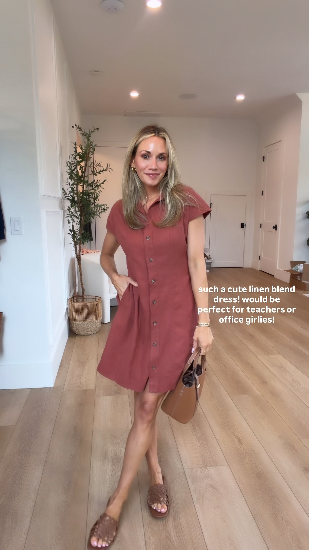 Such a cute linen blend dress for transitioning into fall! Wearing my true size xs. This one would also be so cute for my teachers too!

#LTKootd #LTKSeasonal #LTKPetite