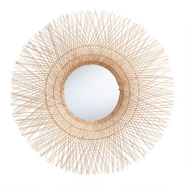 Round Natural Fiber Sunburst Camilla Mirror | World Market