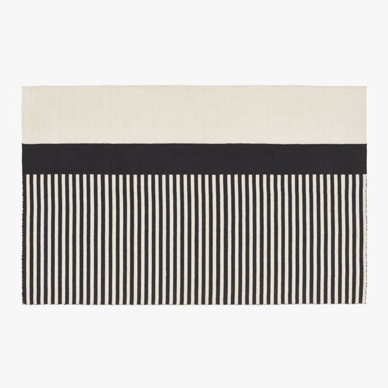 Rowan Striped Black & White Outdoor Rug 5'x8' + Reviews | CB2 | CB2
