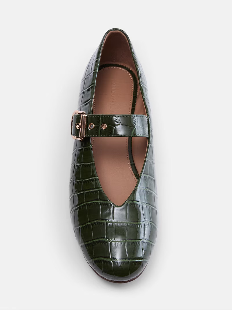 Free Assembly Women's Croco Mary Jane Flats | Walmart (US)