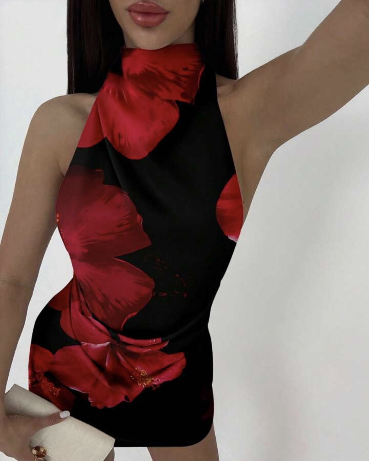 Aloruh Women's Casual Elegant Backless Halter Tie Knot Sexy Red Floral Print Mini Dress, Suitable For Evening Gala, Party, Vacation, Autumn/Winter Printed Dress

#LTKParties #LTKSaleAlert #LTKU