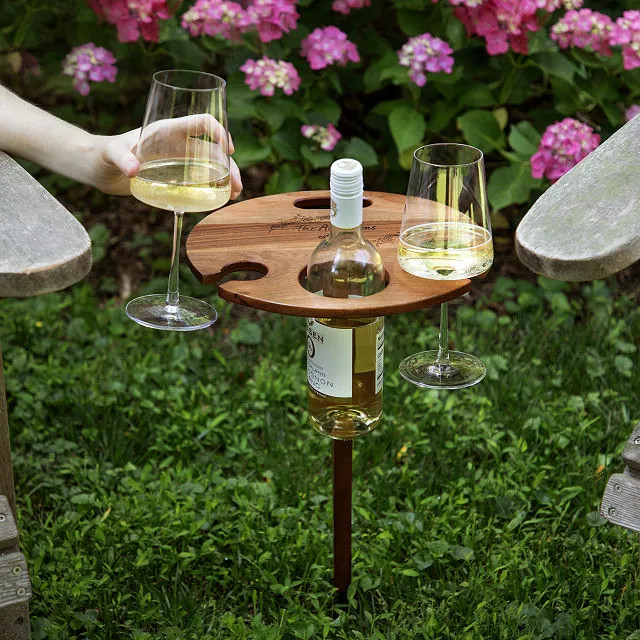 Portable Outdoor Wine Table, Non-Personalized | UncommonGoods