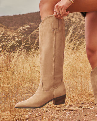 Allie Faux Suede Western Boots Tan / 9 | VICI