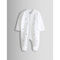 JoJo Maman Bébé Pure Cotton Born in 2026 Elephant Sleepsuit (0-6 Months) White | Marks & Spencer (UK)