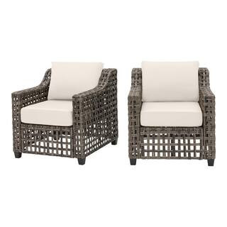 Hampton Bay Briar Ridge Brown Wicker Outdoor Patio Deep Seating Lounge Chair with CushionGuard Al... | The Home Depot
