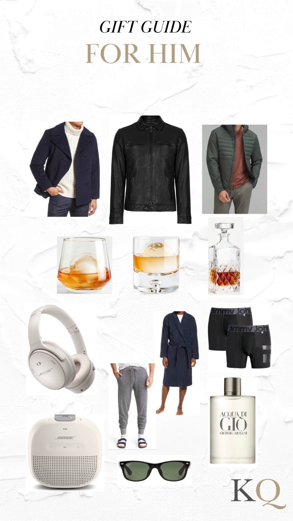 Gift guide, gifts for him, brother, husband, boyfriend, outerwear, jacket, Drinkware, cocktail, barware, crate and barrel, bose, music, cozy, robe, Nordstrom, tommy John, fragrance, Giorgio Armani, home, clothing for him, whiskey lover, loungewear

#LTKHoliday #LTKGiftGuide #LTKCyberweek