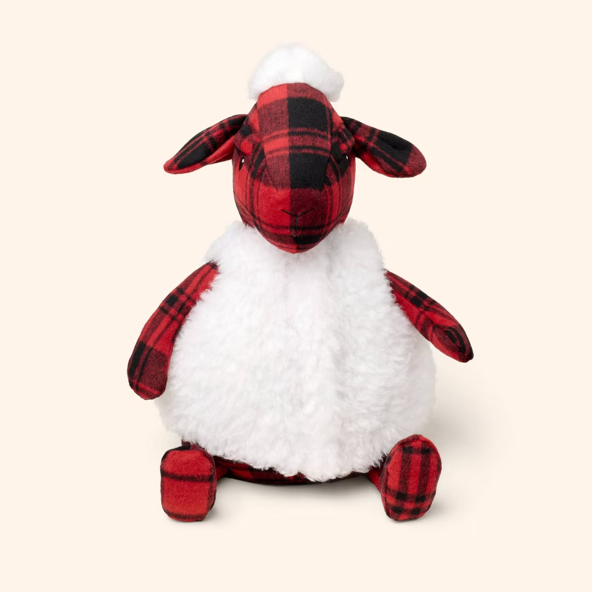 Buffalo Check Sheep Stuffed Animal with Removable Faux Shearling Red/Black - Woolrich x Target | Target