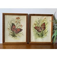 Butterfly Wildflowers Framed Art Set Of 2 Paul Connor Watercolor Styled Drawing Prints Boho Wall Han | Etsy (US)