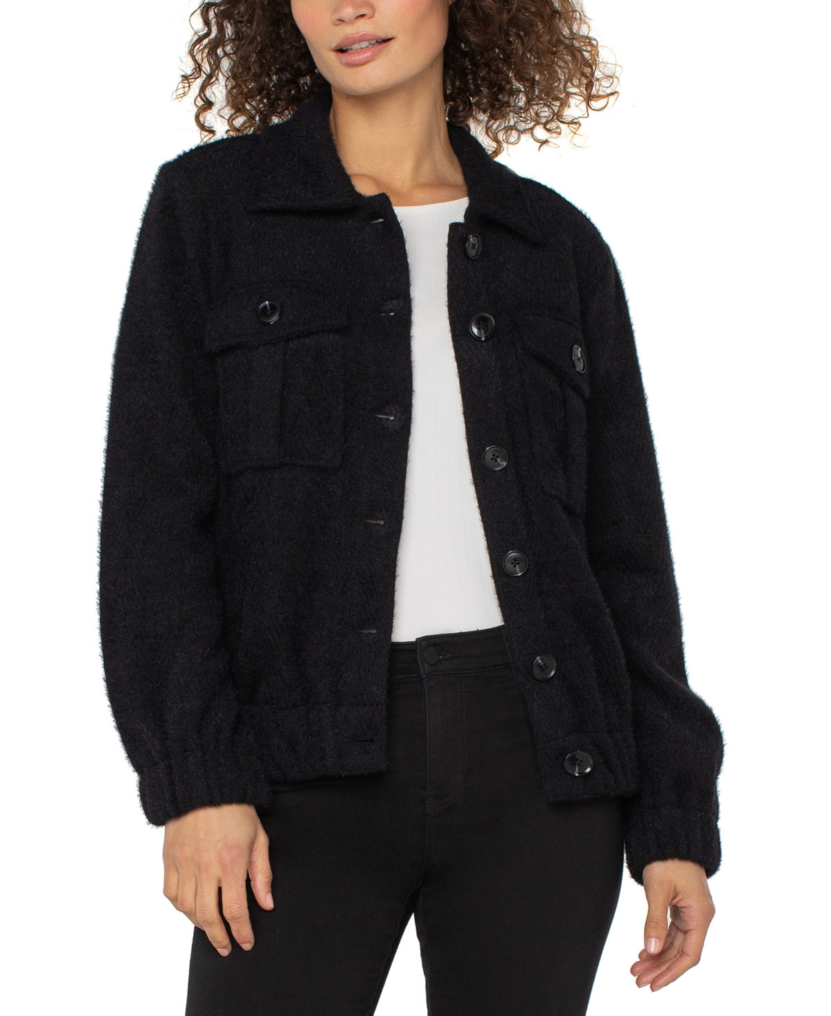 Liverpool Los Angeles Women's Collared Bomber Jacket - Black | Macy's