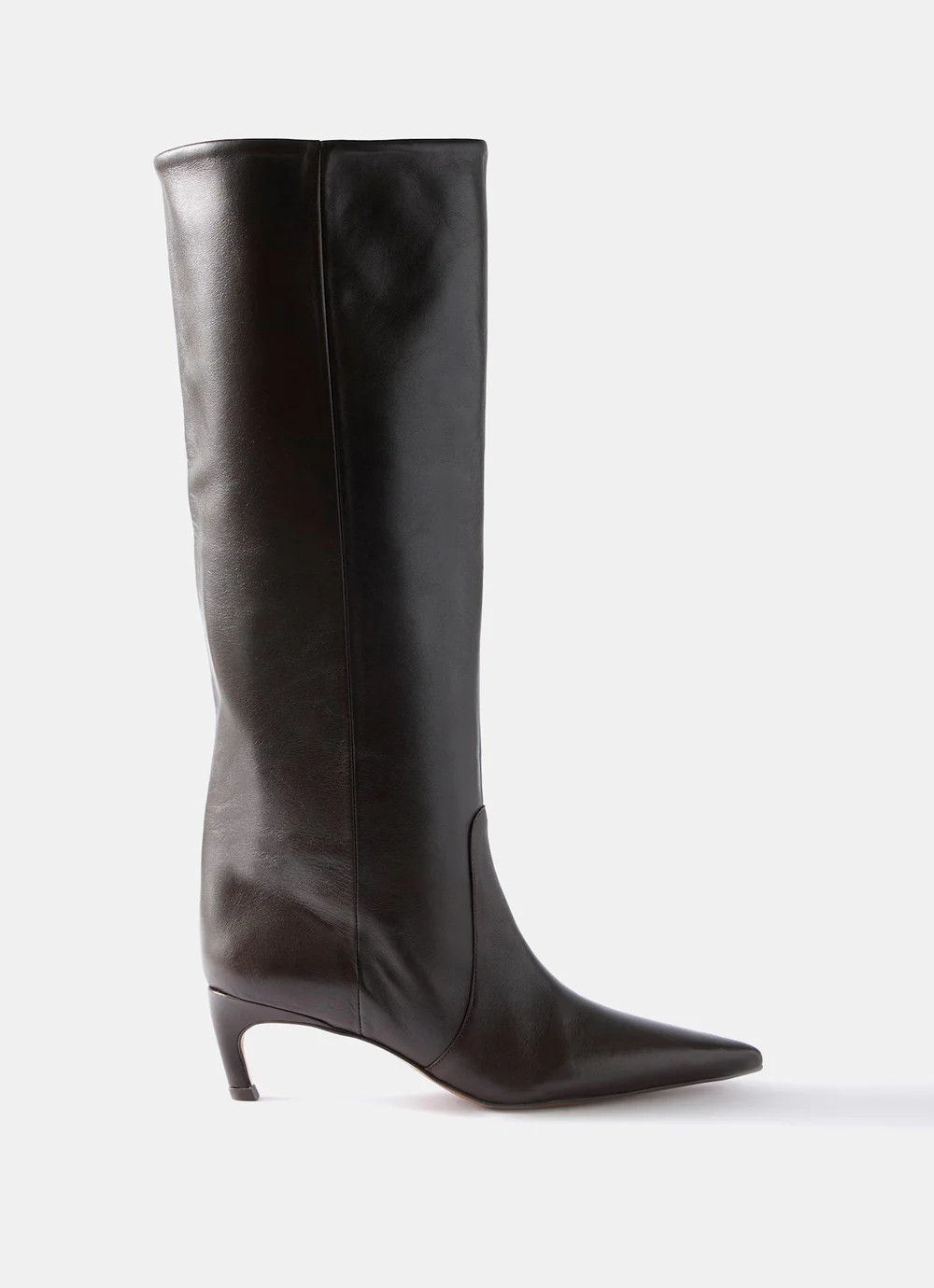 Piper Brown Leather Knee High Boots | Mint Velvet