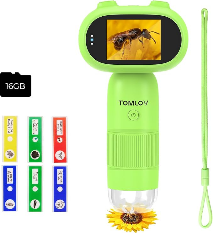 TOMLOV P30 Microscope for Kids, Portable 1000X Slides Digital Microscope with 2" Screen, HD 16MP ... | Amazon (US)