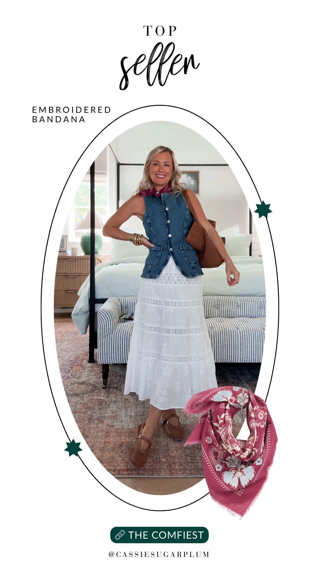 This embroidered bandana from Nordstrom is such a fun accessory for fall! Wearing xs top & small skirt in this outfit.

#LTKSeasonal #LTKStyleTip #LTKOver40