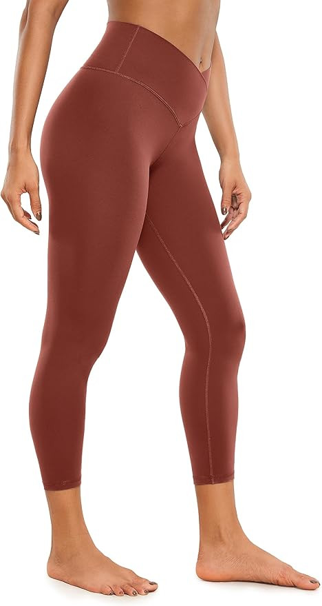 CRZ YOGA Womens Butterluxe Crossover Workout Capri Leggings 23 Inches - High Waist V Cross Crop G... | Amazon (US)