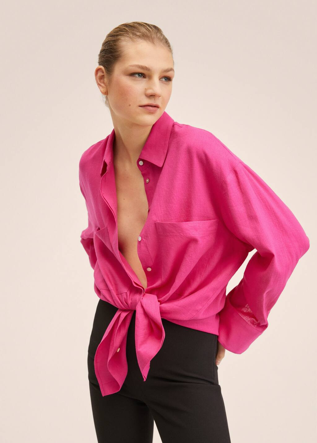 Linen oversize shirt | MANGO (UK)