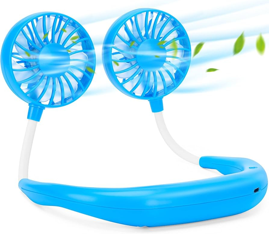 Portable Neck Fan Rechargeable Personal Hand-Free Fan Mini USB Wearable Neckband Sport Fan, 3 Spe... | Amazon (US)