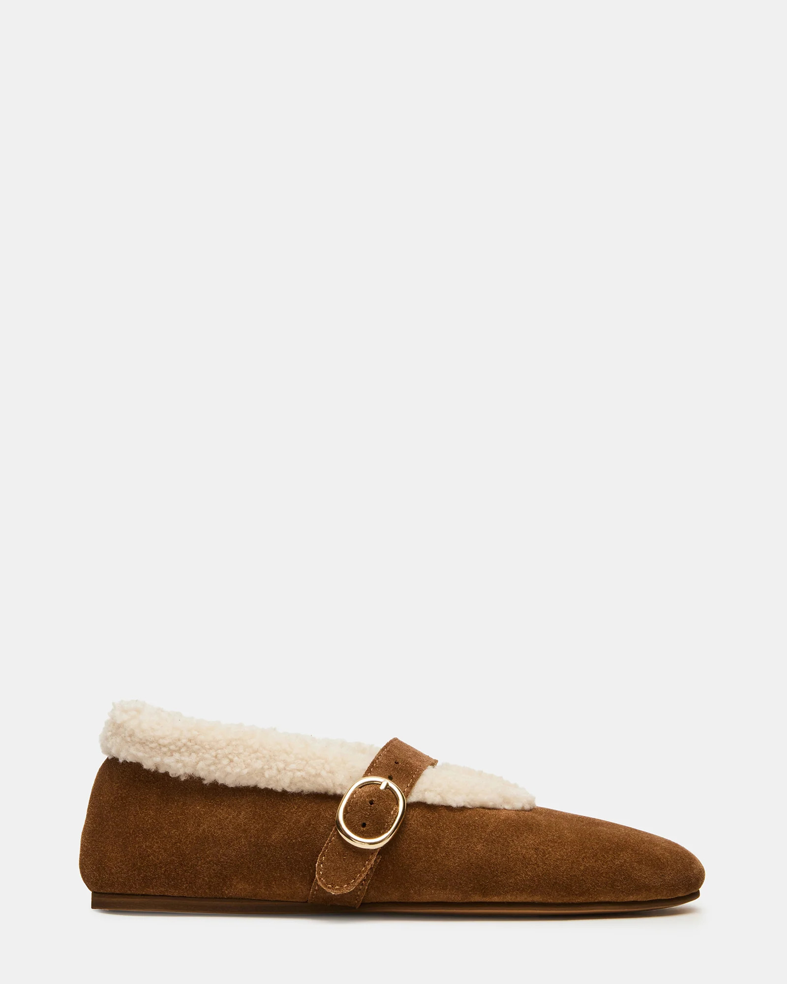 LODGE Chestnut Suede Mary Jane Round-Toe Women's Flat | Steve Madden (US)