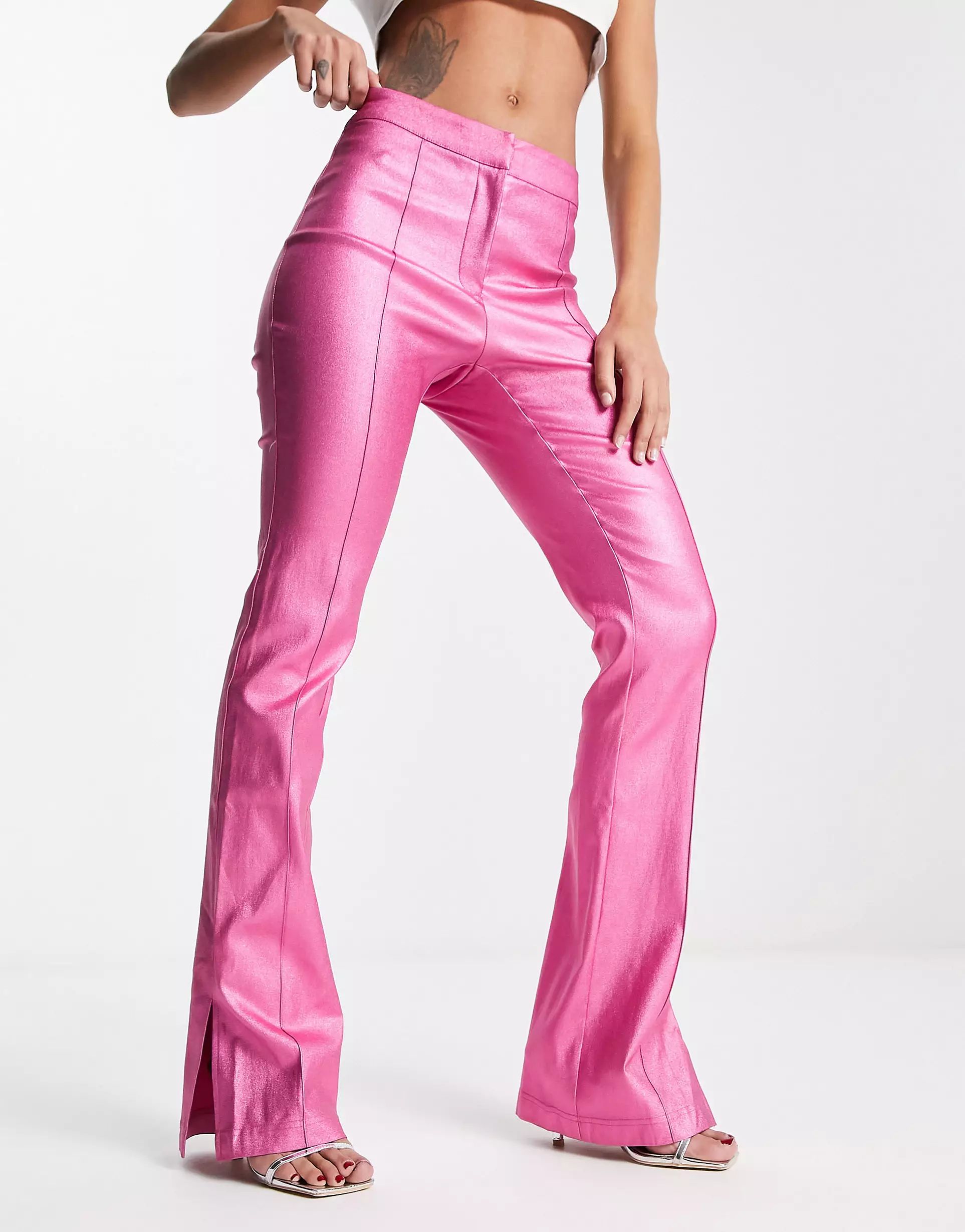 NA-KD slit detail pants in pink - part of a set | ASOS (Global)