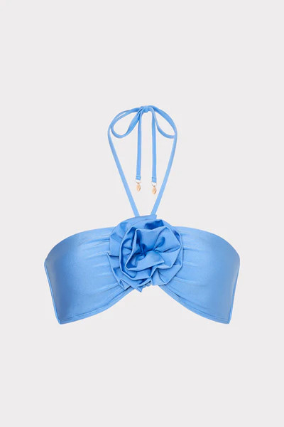 Rose Floral Applique Halter Bikini Top | MILLY