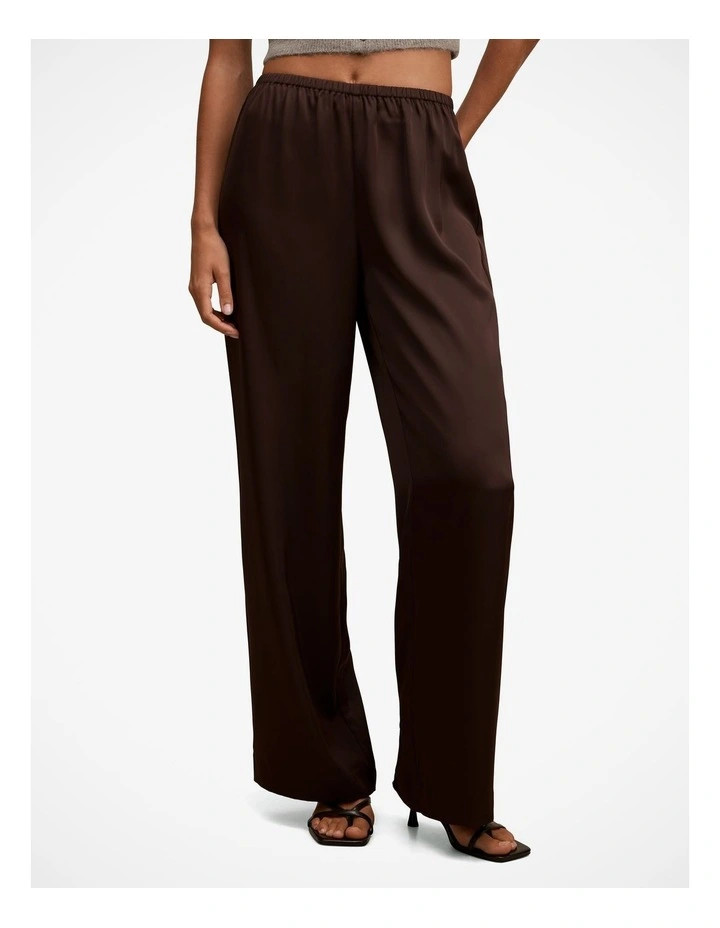 Forever NewSara Satin Wide Leg Pant in Chocolate | Myer