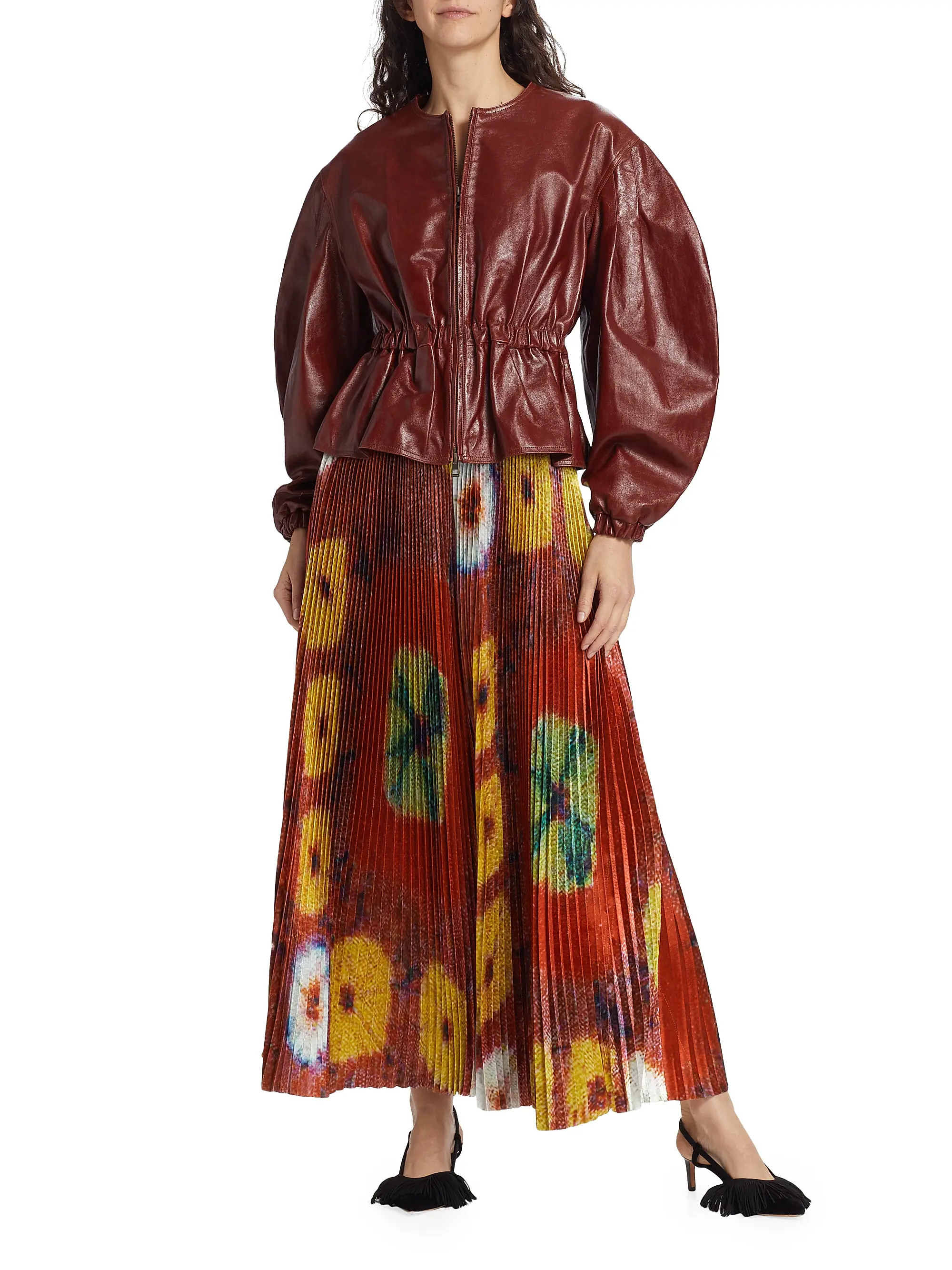 Briar Balloon-Sleeve Leather Jacket | Saks Fifth Avenue