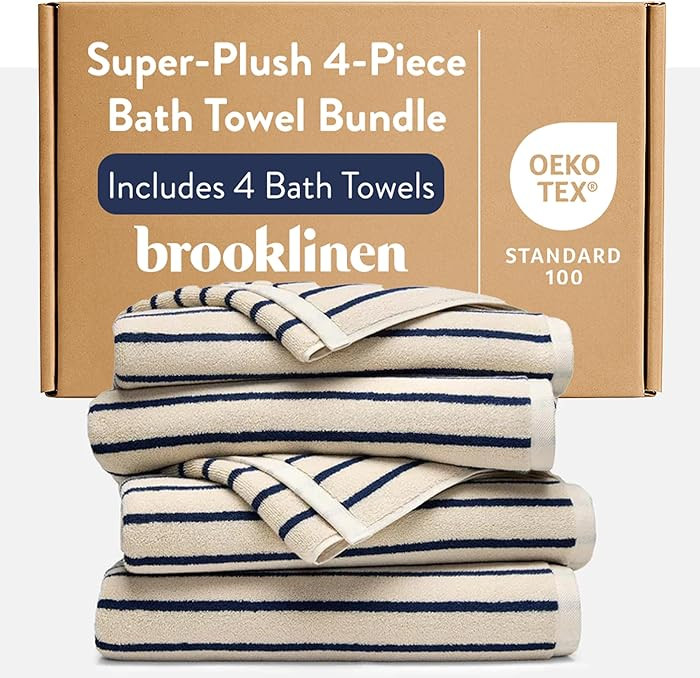 Brooklinen Super-Plush 100% Turkish Cotton Bath Towels - Set of 4-770 GSM, Highly Absorbent, Mach... | Amazon (US)