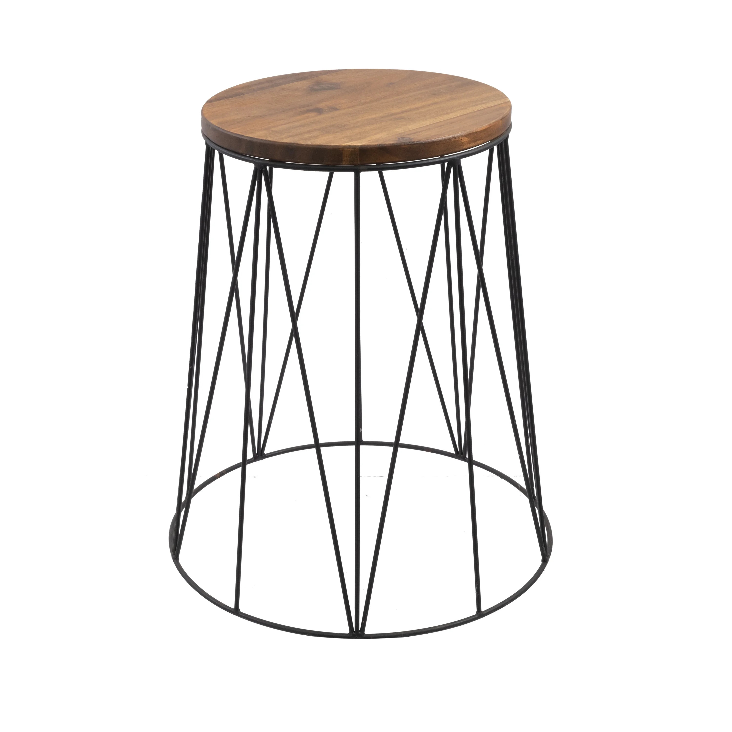 Mainstays 16.3" x 16.3" x 18.9" Acacia Wood Top and Powder-Coated Metal Frame Plant Stand | Walmart (US)