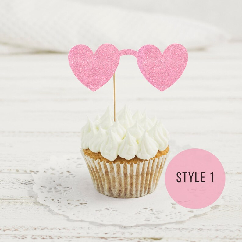 Sunglass Cupcake Topper, Groovy Themed Party, Little Threenager Birthday Party Decorations, Heart... | Etsy (US)