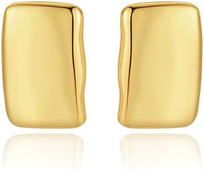Chunky Gold Earrings - Trendy Drop Studs in Thick Oval, Geometric, Bow, Circle, Rectangle Shapes ... | Amazon (US)