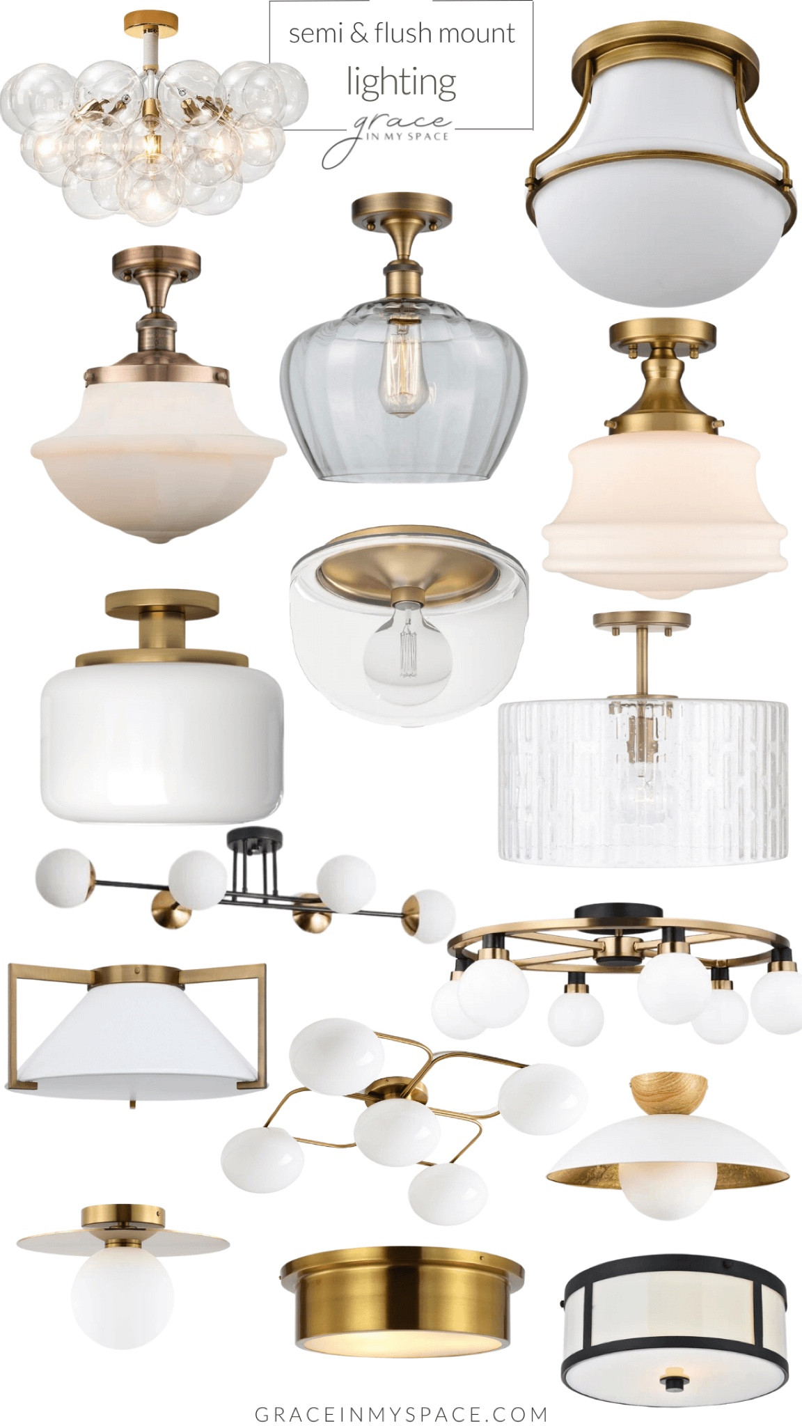 Semi flush mount and flush mount lighting in gold. 🤩 perfect lights for low ceilings  

#LTKhome #LTKfindsunder100 #LTKsalealert