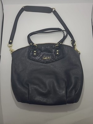 Coach Ashley North South Exotic Black Leather Satchel Handbag F23684 | eBay US