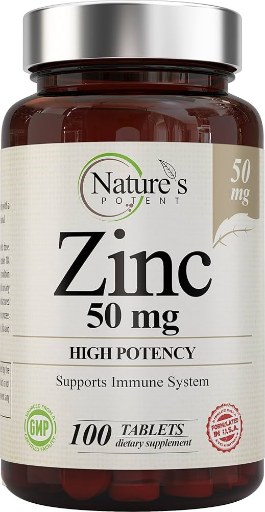 Zinc 50mg [High Potency] Supplement - Immune Support System from Natural Zinc (Oxide/Citrate) 100... | Amazon (US)
