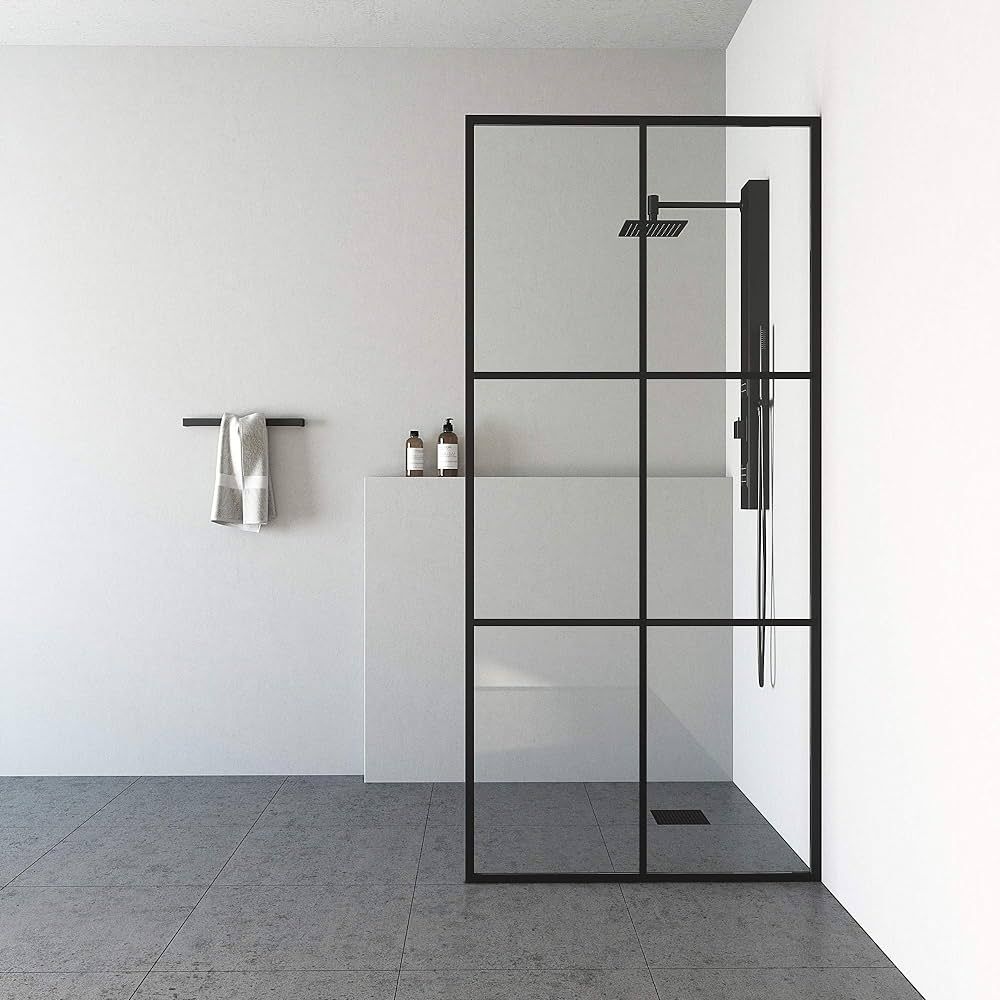 VIGO 34" W x 74" H Ventana Framed Fixed Rectangle Shower Screen with Clear Tempered Glass, Door H... | Amazon (US)