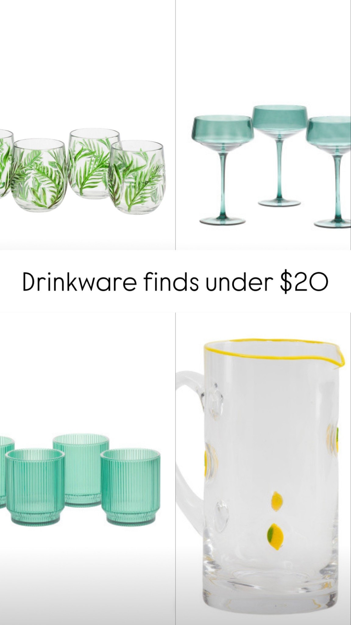 Drink ware finds under $20 😱

I am loving all things tropical, spring, and fruit related 🍋

 

#LTKSaleAlert #LTKHome