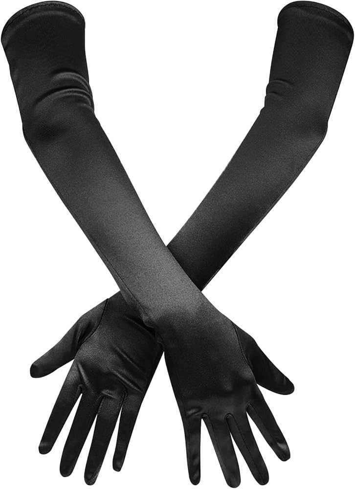 VIBILIA Long Opera Gloves for Women, 1920s Satin Tea Party Gloves Costume, Stretchy Adult Size Gl... | Amazon (US)