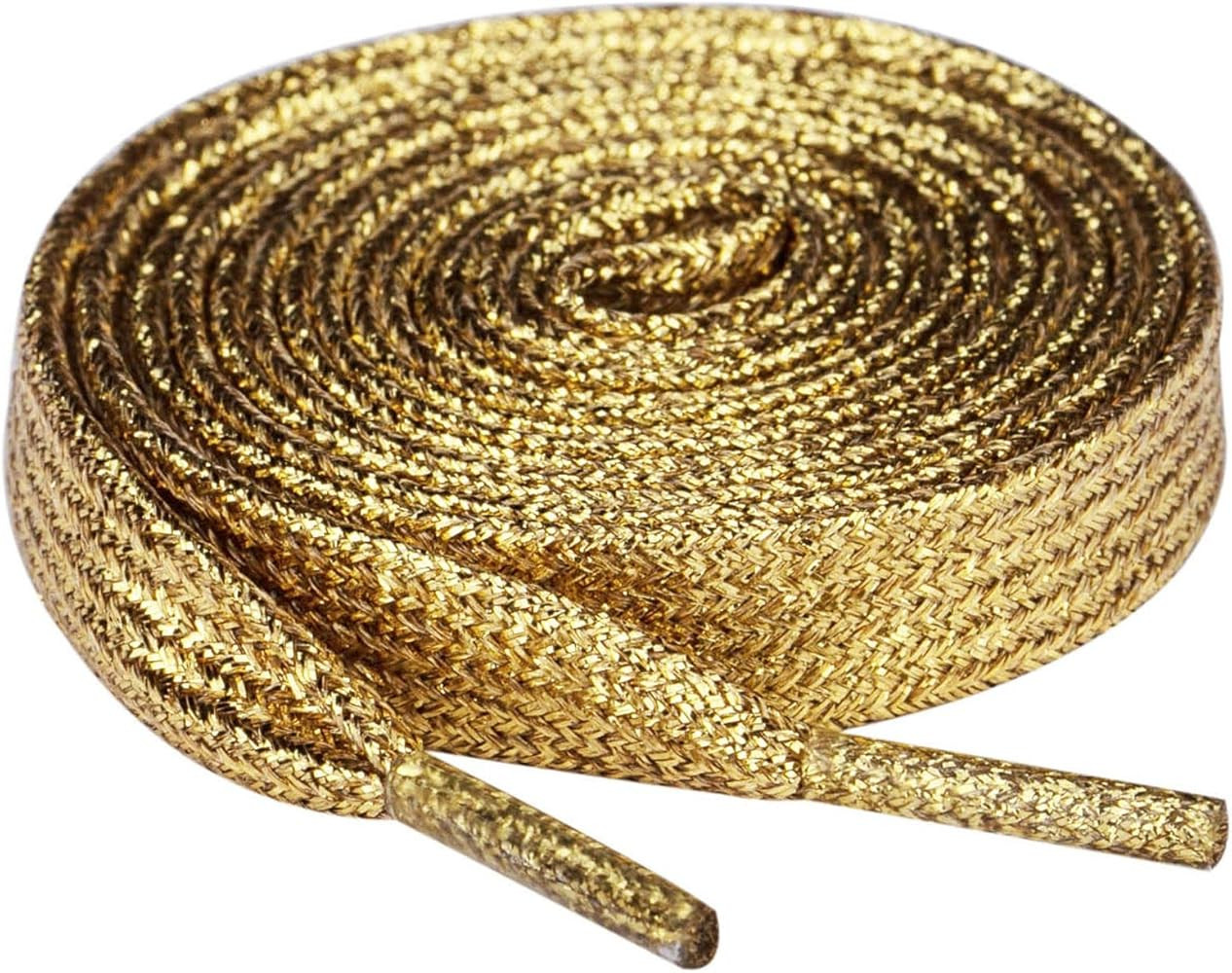 Olukssck 2 Pairs Flat Glitter Shiny Metallic Shoe Laces, Colorful Sequin Shoelaces | Amazon (US)