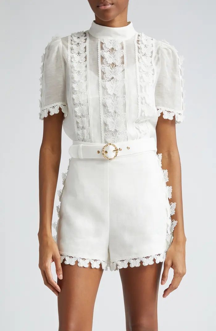 Zimmermann Butterfly Lace Linen & Silk Top | Nordstrom | Nordstrom