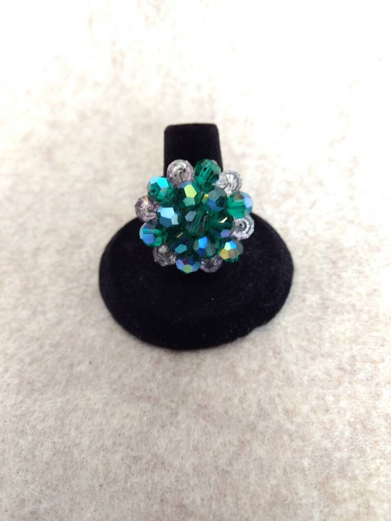 Beautiful Teal Green Beaded Cluster Ring - Etsy | Etsy (US)