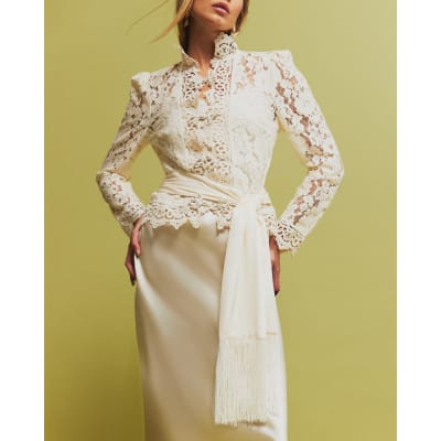 Cream Long Fringe Scarf | River Island UK & IE