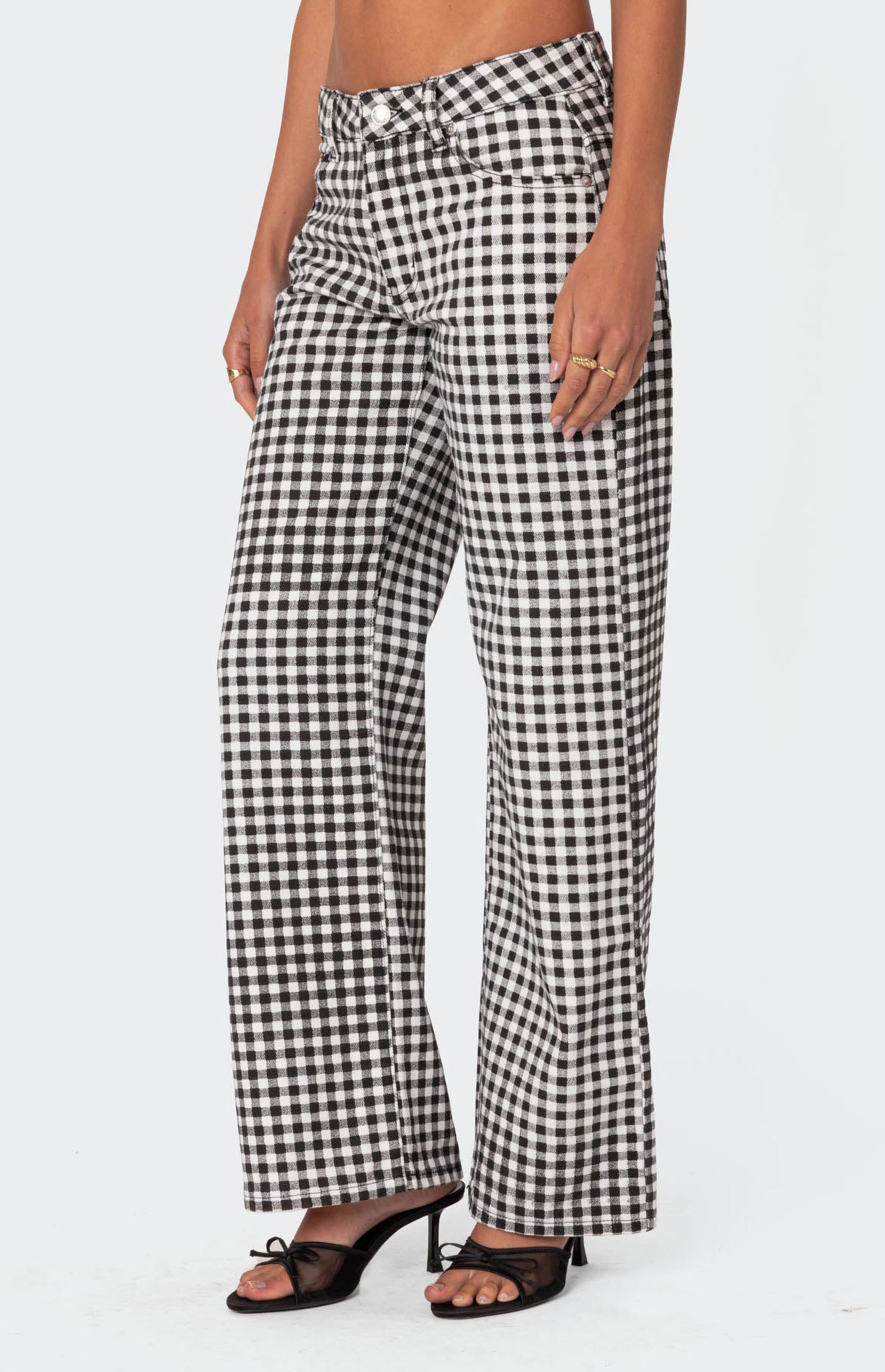 Edikted Gingham Printed Low Rise Pants | PacSun