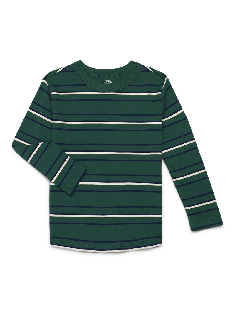 Wonder Nation Boys' Long Sleeve Stripe Tee, Sizes 4–18 & Husky | Walmart (US)