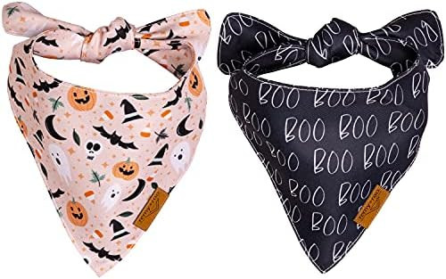 Remy+Roo Dog Bandanas - 2 Pack | Spooky Set | Premium Durable Fabric | Unique Shape | Adjustable Fit | Amazon (US)