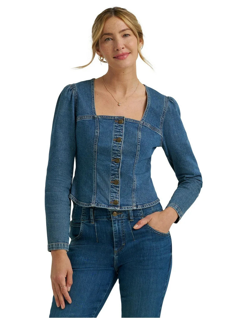 Lee® Women's Heritage Long Sleeve Button-Front Denim Top, Sizes XS-XXL | Walmart (US)