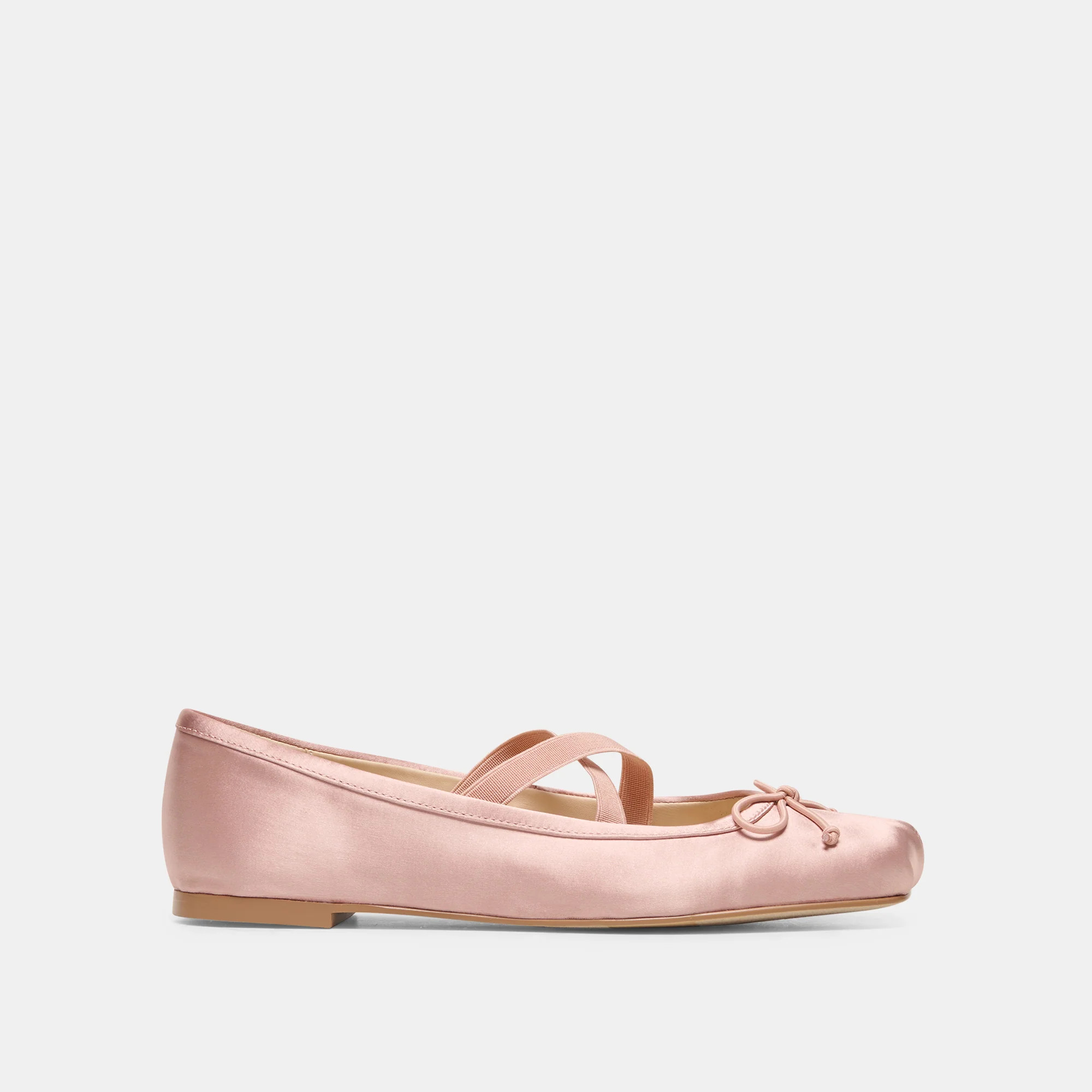 GWINN Blush Satin Cross Strap Ballet Flats | Dolce Vita | DolceVita.com