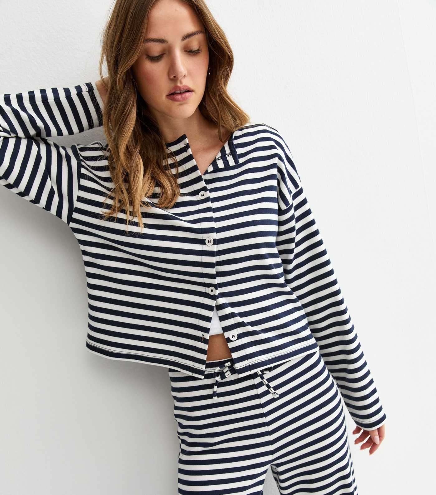Blue Relaxed Striped Button Through Cardigan | New Look | New Look (UK)