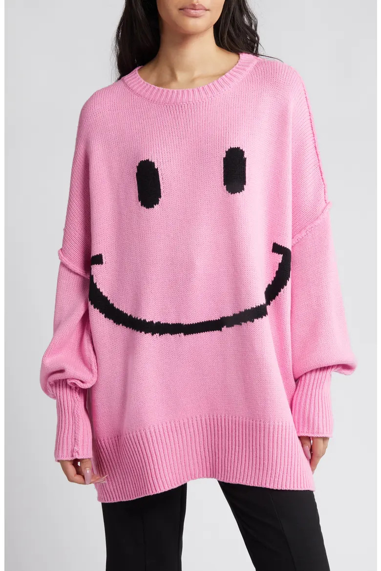 Dressed in Lala Smile Seratonin Oversize Sweater in Pink at Nordstrom, Size Small | Nordstrom
