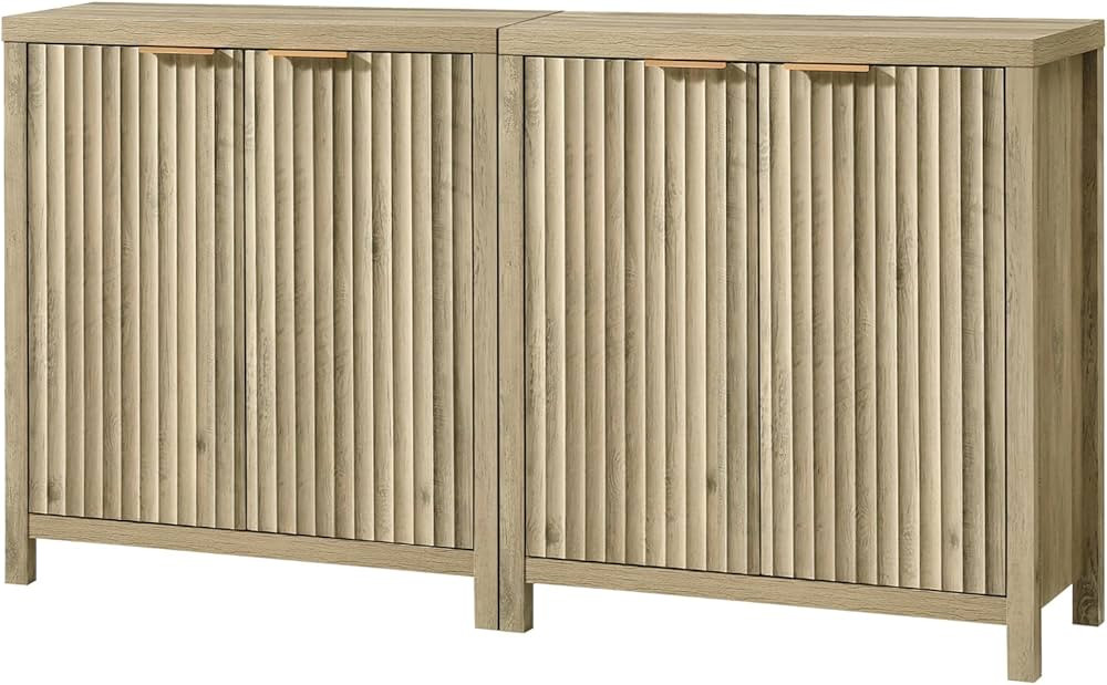 Oxford Storage Cabinet Fluted Sideboard Buffet Cabinet with Adjustable Shelves, Multifunctional C... | Amazon (US)