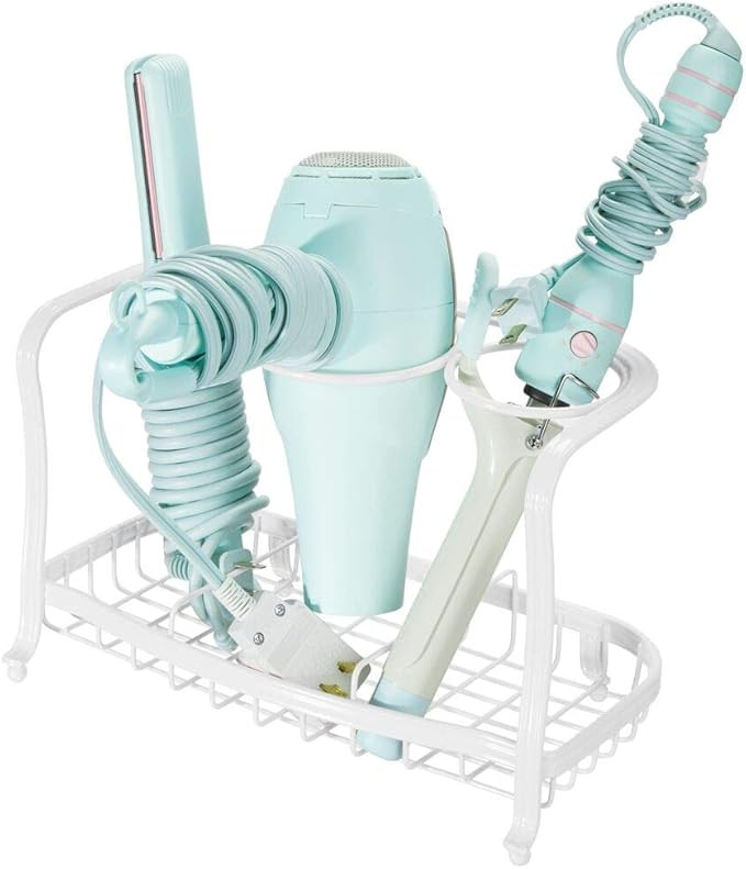 mDesign Metal Hair Care & Styling Tool Organizer Holder - 3 Sections - Bathroom Vanity Countertop... | Amazon (US)