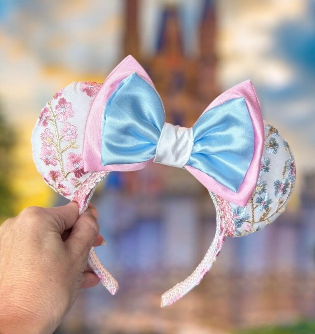 Sleeping Beauty Floral Lace  Princess Mickey Ears, Aurora Pink Blue White Minnie Ears | Etsy (US)