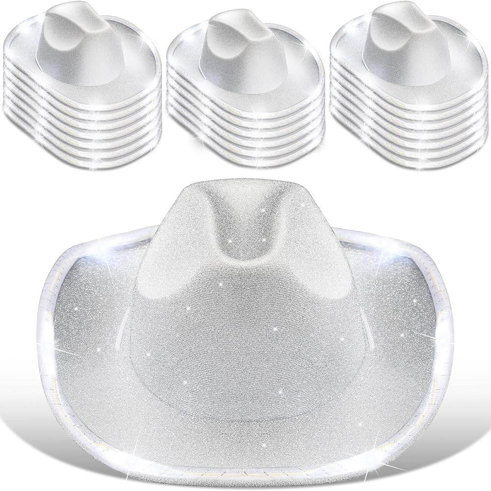 20 Pack Lights Cowboy Cowgirl Hat LED Flashing Light Up Hat for Western Bachelorette Party Weddin... | Amazon (US)